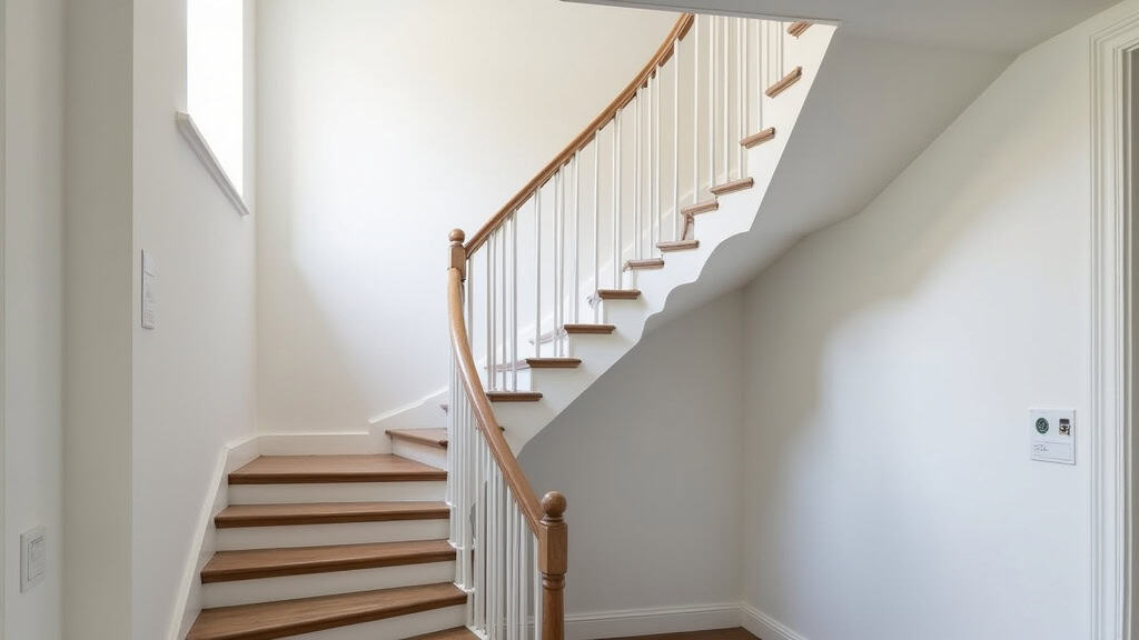 Monte-escalier droit installé dans une maison ancienne de Vaulnaveys-le-Bas, avec rail blanc et siège gris, intégré discrètement à l