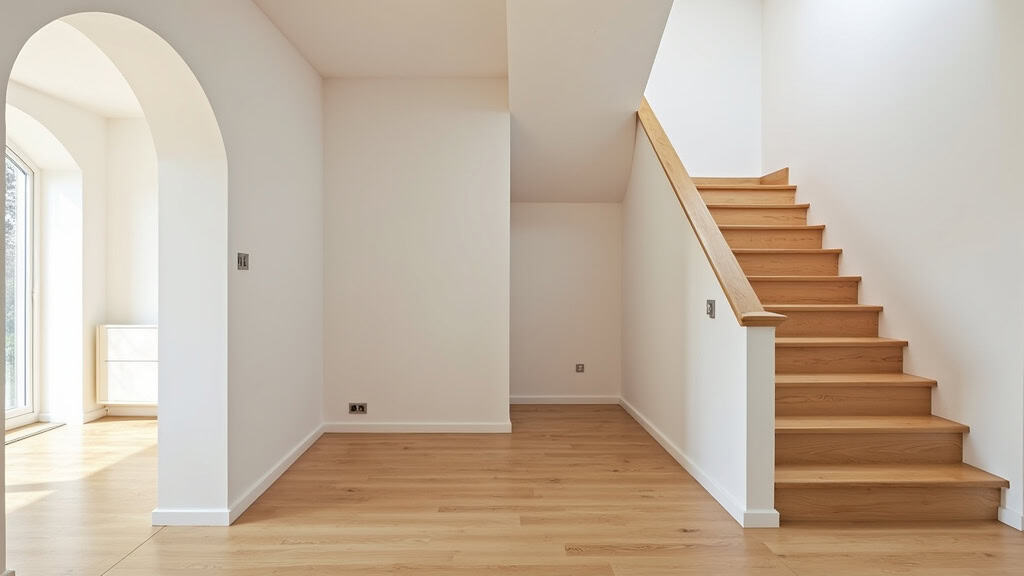 Monte-escalier droit installé dans un escalier en bois clair d