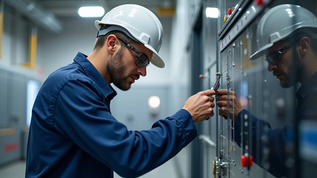 Technicien vérifiant le bon fonctionnement d
