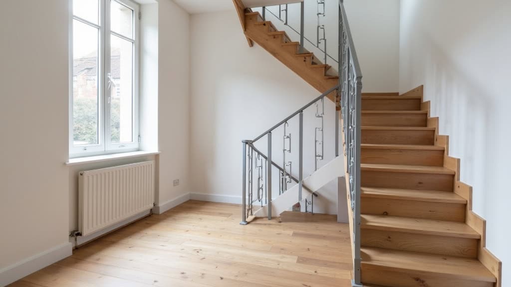 Monte-escalier droit installé dans une maison traditionnelle à Villelongue-de-la-Salanque, avec rail en aluminium gris et siège beige, intégré harmonieusement dans un escalier en bois ancien