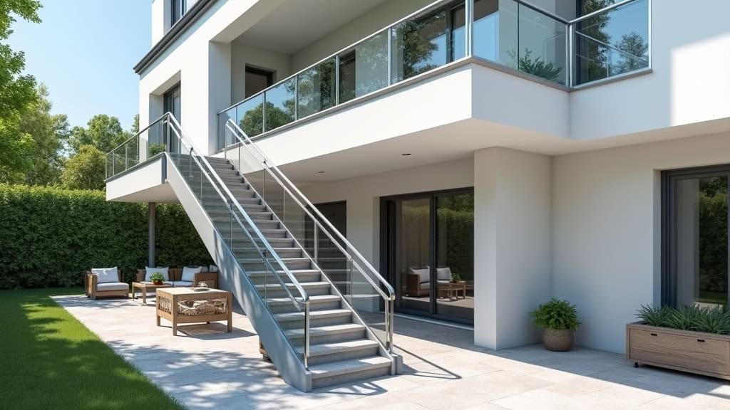 Monte-escalier extérieur en aluminium résistant aux intempéries installé à l