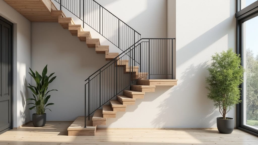 Monte-escalier droit installé sur un escalier droit à Villers-en-Cauchies