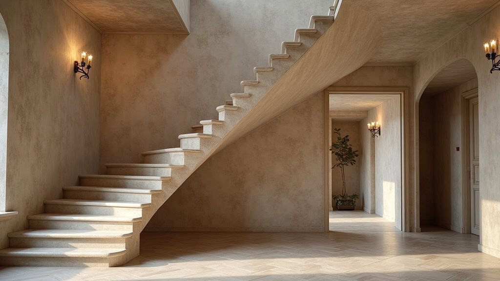 Monte-escalier courbe avec siège pivotant installé dans une maison ancienne de Warluis, discrètement intégré dans l