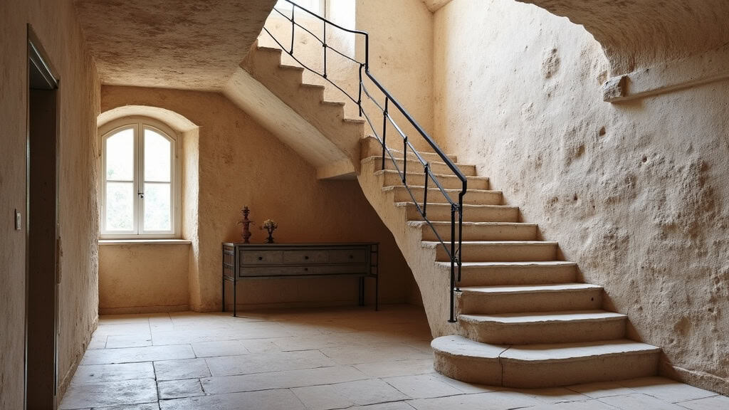 Monte-escalier installé dans une maison ancienne à Ytrac avec escalier en pierre