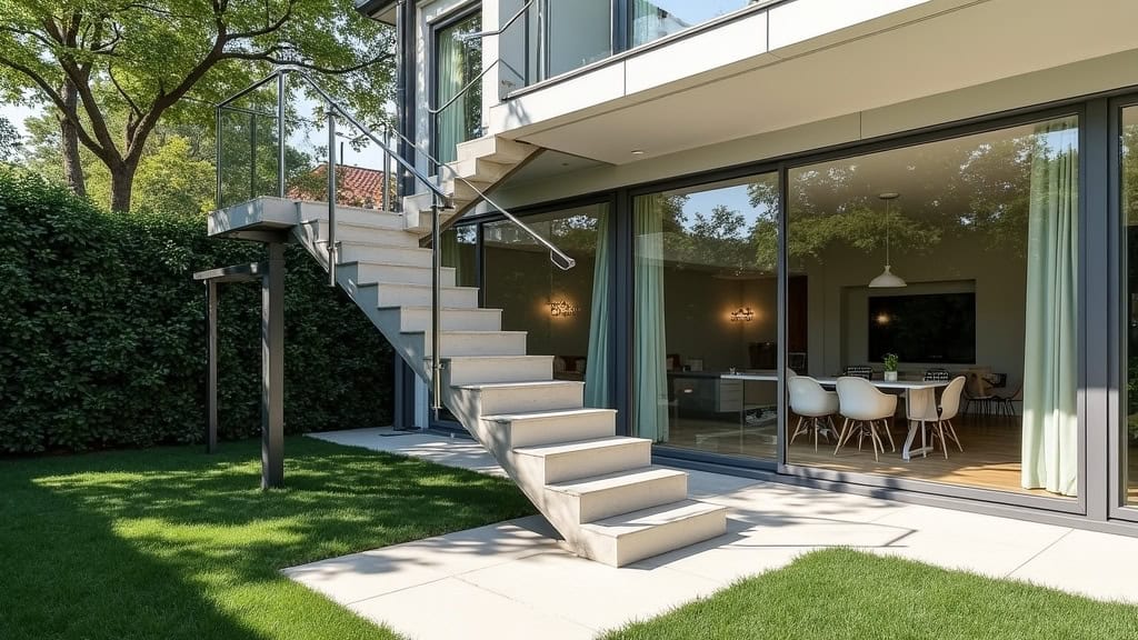 Monte-escalier extérieur installé pour accéder au jardin à Ytrac