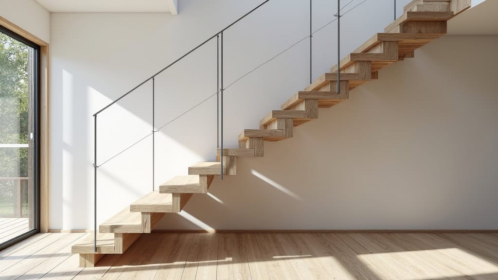 Monte-escalier tournant en cours d’installation dans une maison à Yvrac