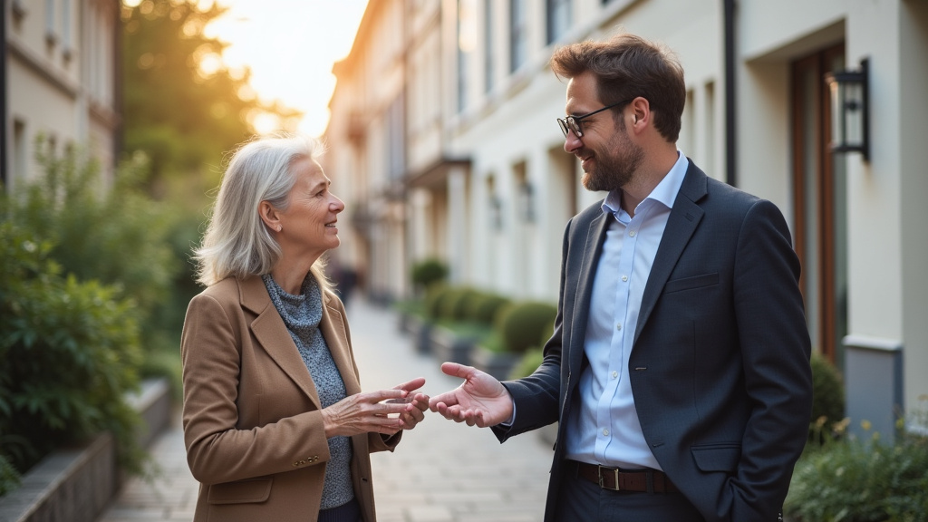 Personne âgée discutant avec un conseiller de SOLIHA Haute-Marne pour obtenir des aides financières pour un monte-escalier