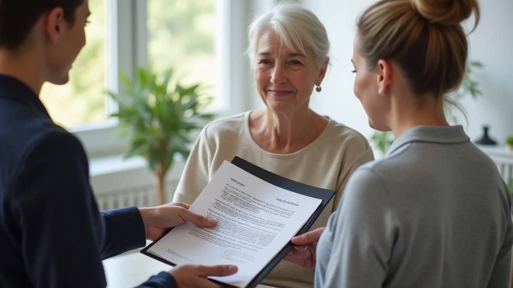 Personne âgée recevant un document d