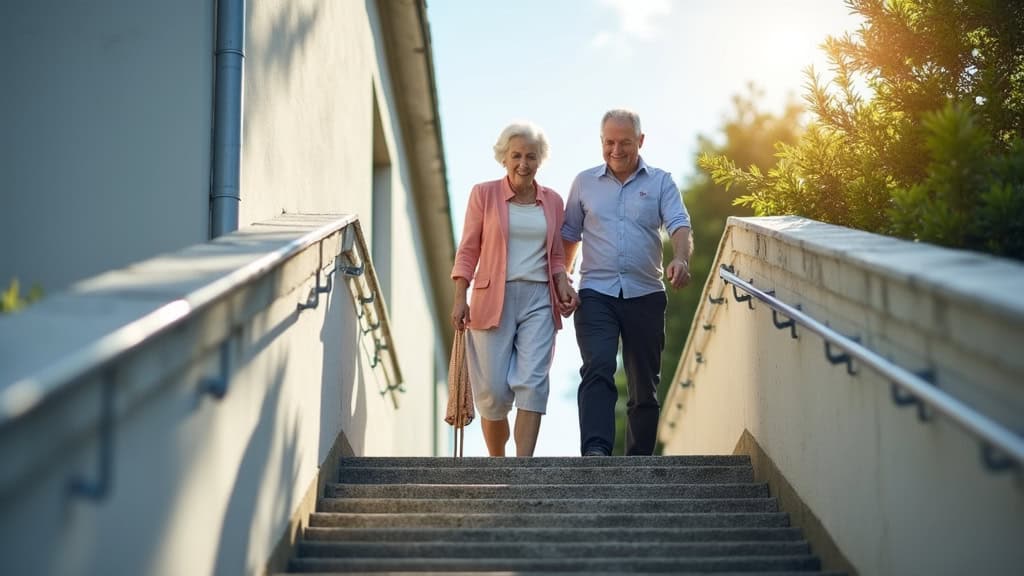 Personne âgée utilisant un monte-escalier à Jeanménil
