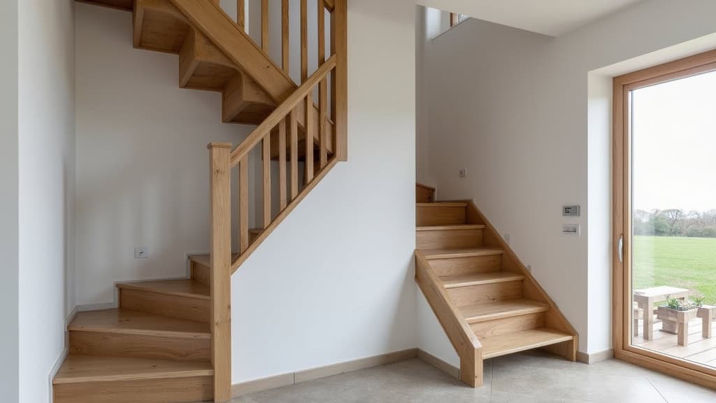 Prise de mesure d’un escalier courbe par un installateur à Le Donjon