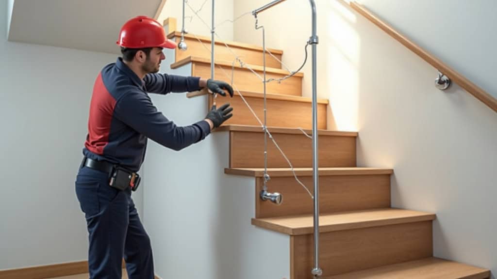 Professionnel qualifié en train de mesurer un escalier à Henvic pour l