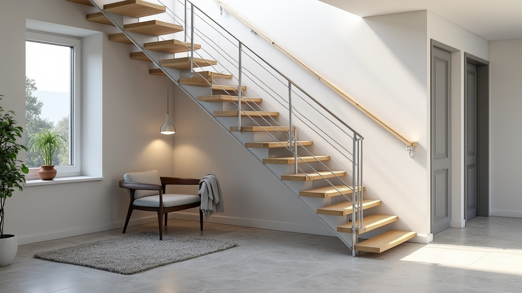 Rail de monte-escalier tournant en cours d’installation à Fillière