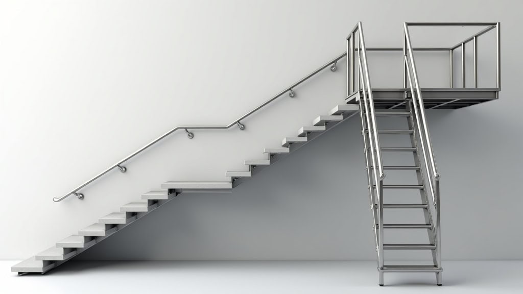 Représentation d’un mini-ascenseur et d’une plateforme élévatrice à côté d’un monte-escalier