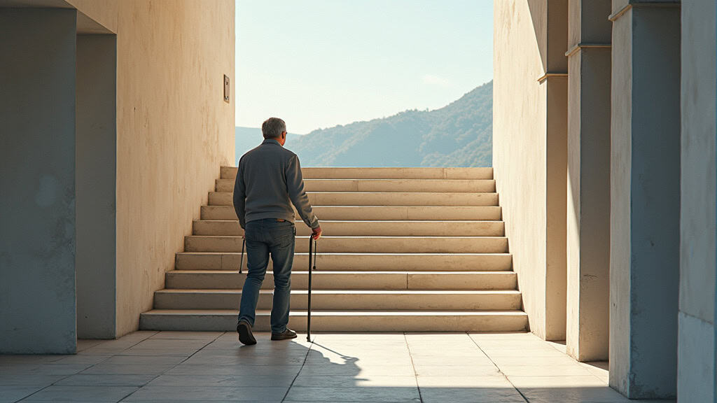 Senior utilisant son monte-escalier à Argelès-Gazost