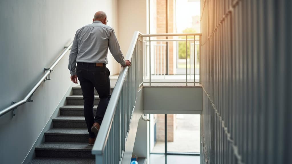 Senior utilisant son monte-escalier à Blaincourt-lès-Précy