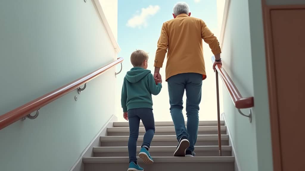 Senior utilisant son monte-escalier à Cantin