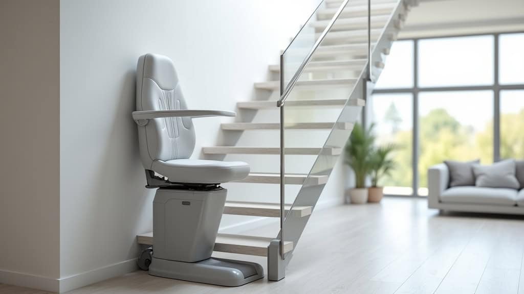 Siège de monte-escalier avec réglages ergonomiques et repose-pieds escamotable