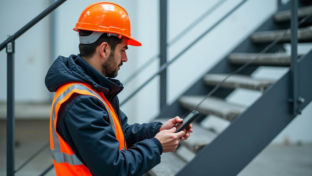Technicien de LIFTELEC en train de vérifier un monte-escalier à Darnétal