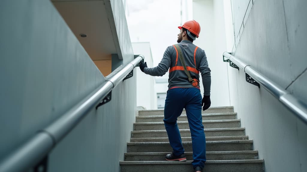 Technicien effectuant une maintenance annuelle sur un monte escalier à Sanguinet