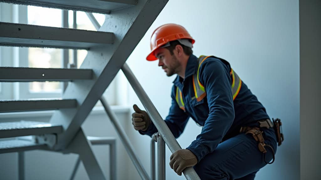 Technicien effectuant une maintenance préventive sur un monte-escalier à Escalquens