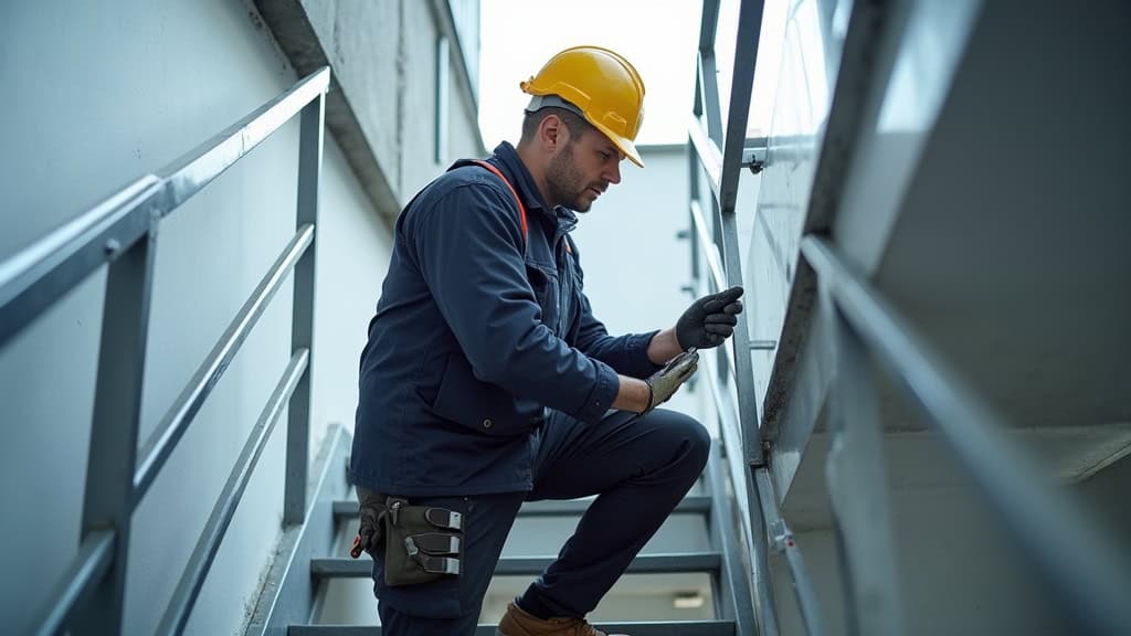 Technicien effectuant une maintenance préventive sur un monte escalier à Reichshoffen