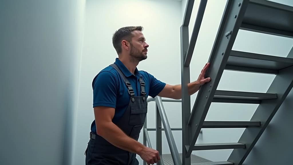 Technicien effectuant une maintenance sur un monte-escalier à Gap