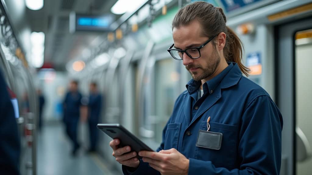 Technicien en train d