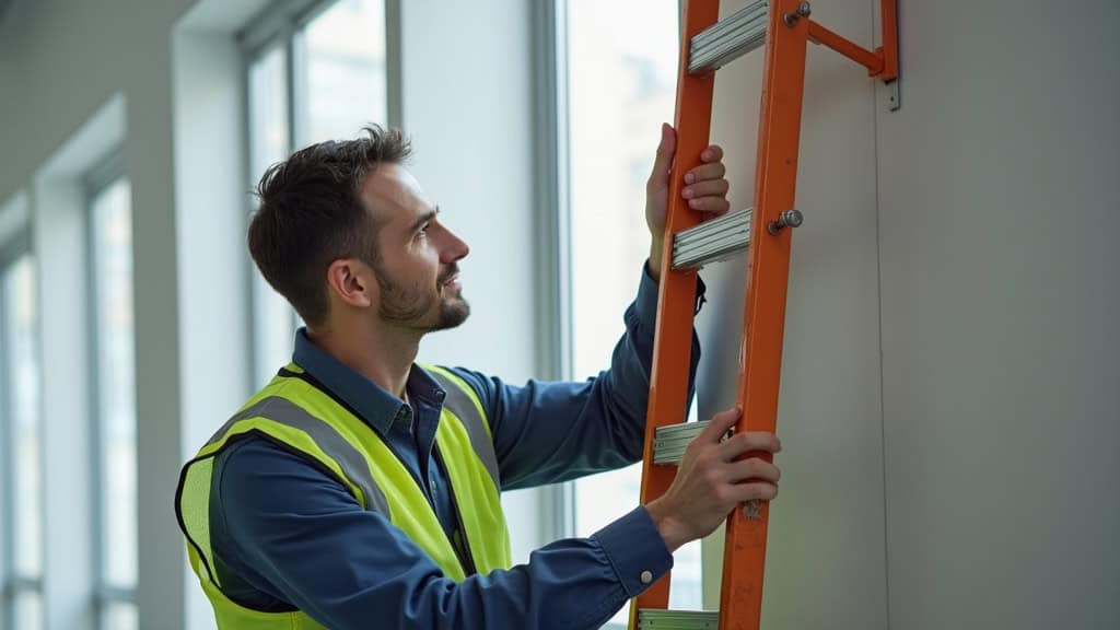 Technicien en train de mesurer un escalier à Garlan pour l