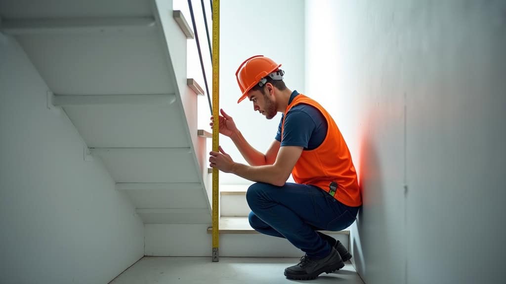 Technicien en train de mesurer un escalier à Moliets-et-Maa