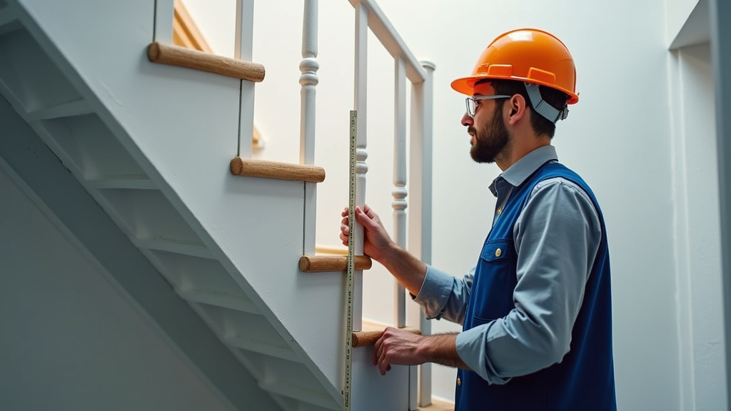 Technicien en train de mesurer un escalier pour l