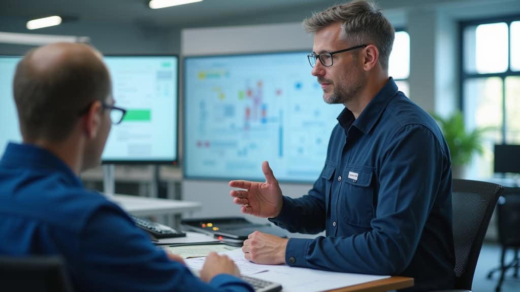 Technicien en train de prendre les mesures d