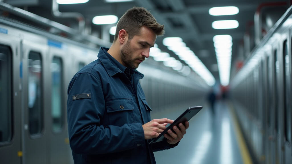 Technicien en train de réaliser la maintenance d