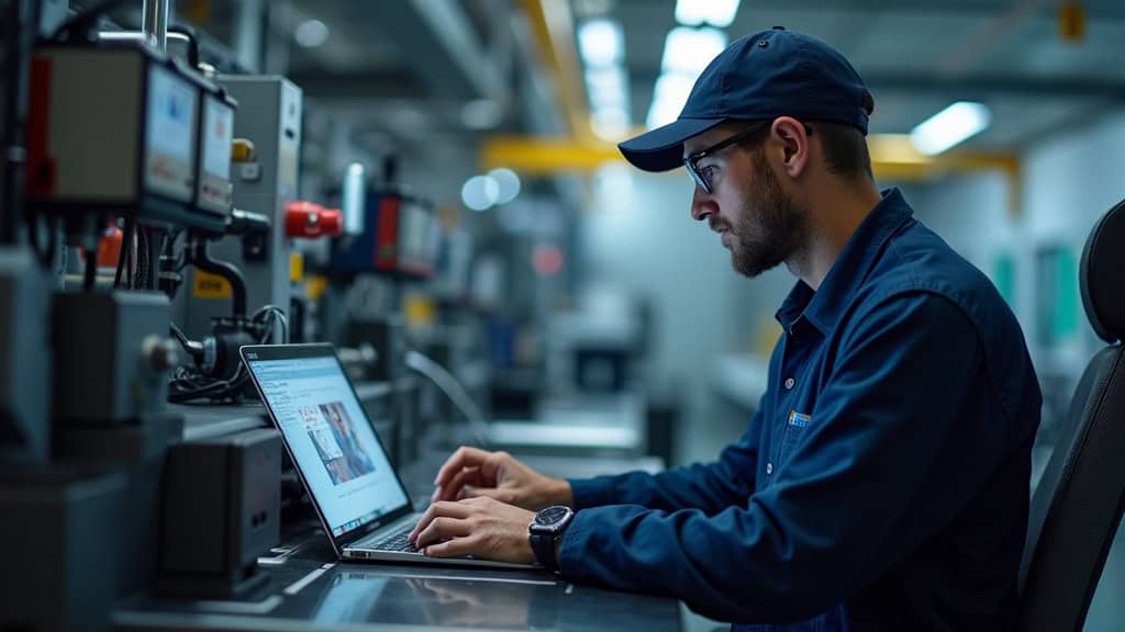 Technicien en train de vérifier le bon fonctionnement d