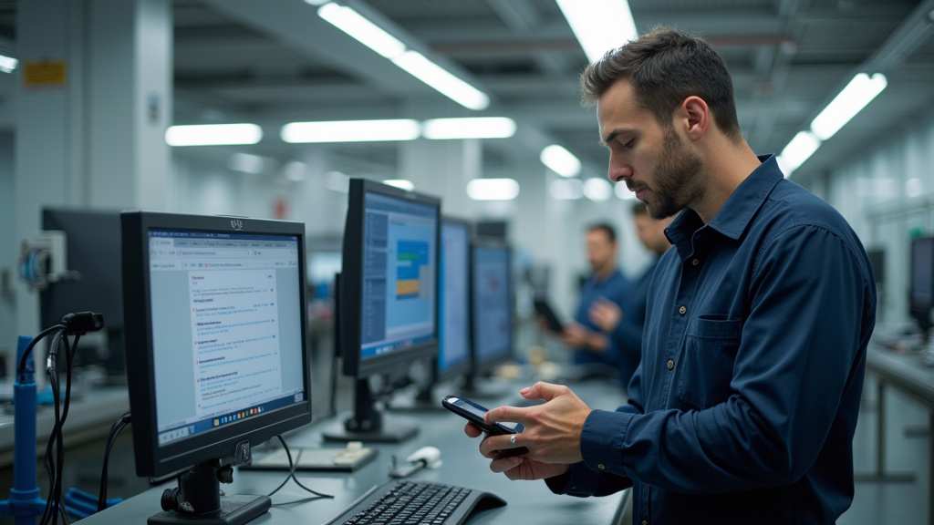 Technicien en train de vérifier le fonctionnement d