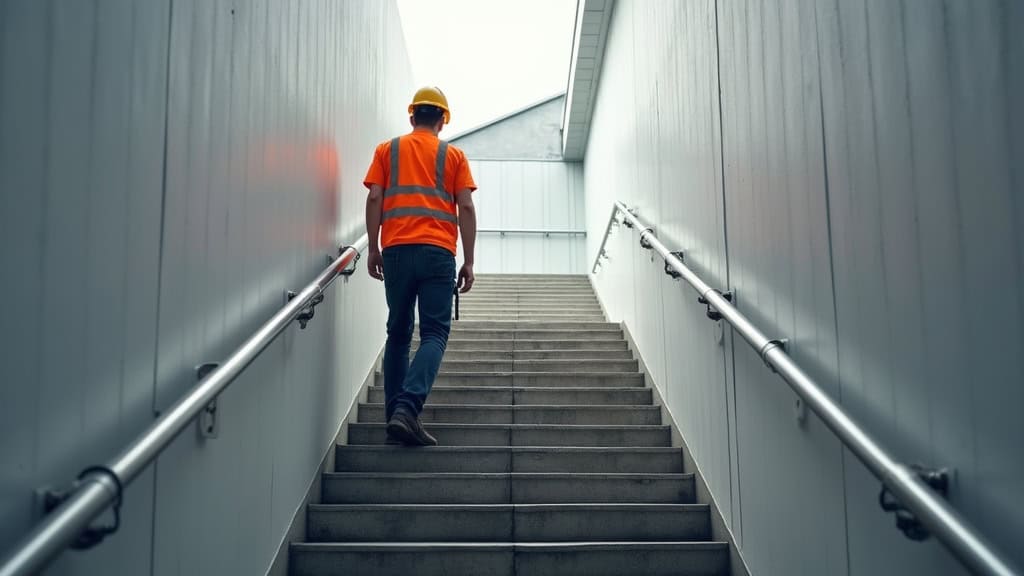 Technicien en train de vérifier un monte-escalier à Arlay