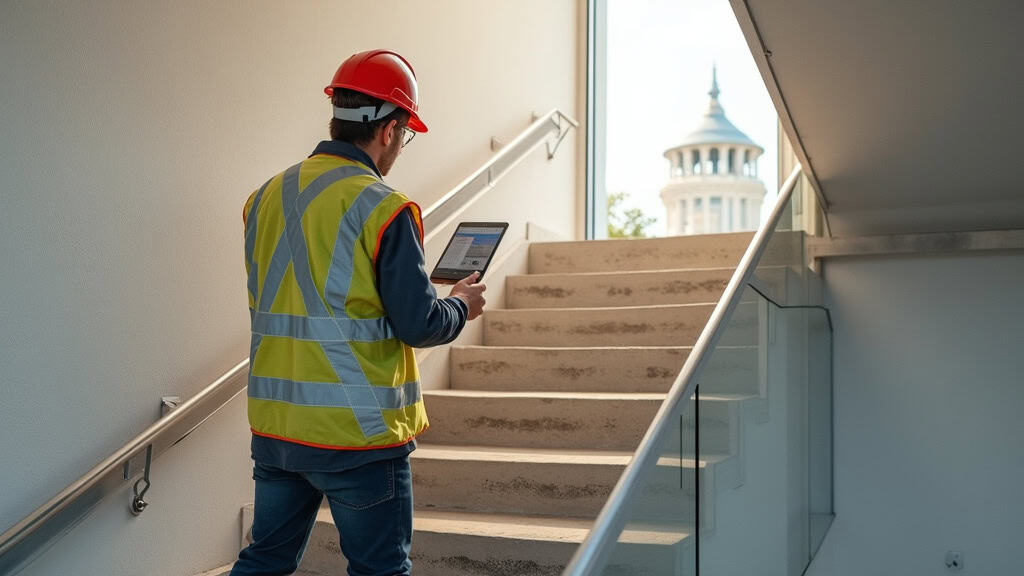 Technicien en train de vérifier un monte-escalier à Arles
