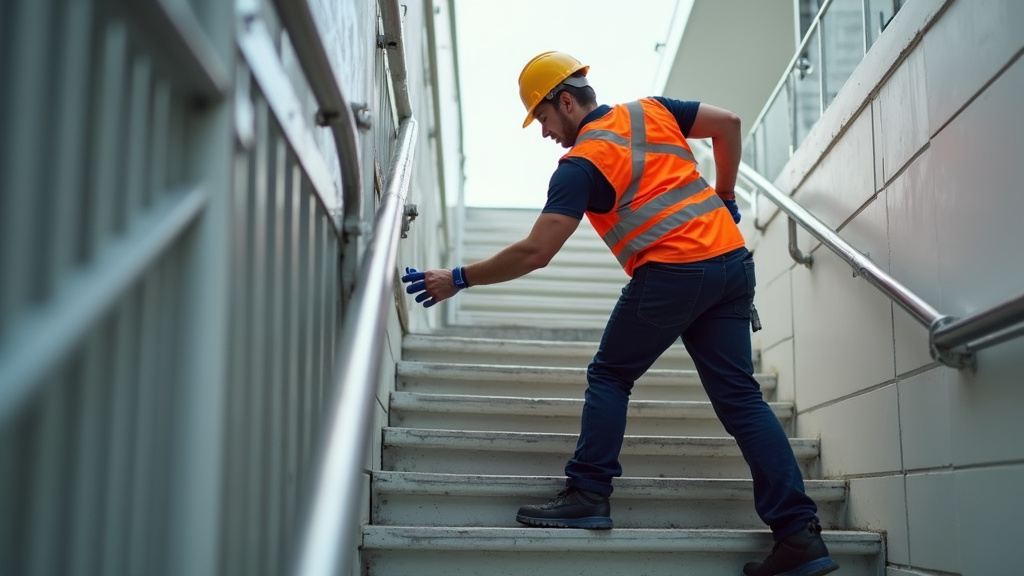 Technicien en train de vérifier un monte-escalier à Cernay-lès-Reims