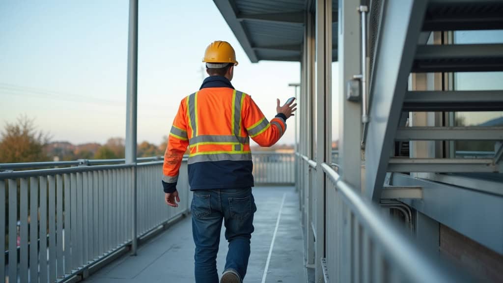Technicien en train de vérifier un monte-escalier à Éole-en-Beauce