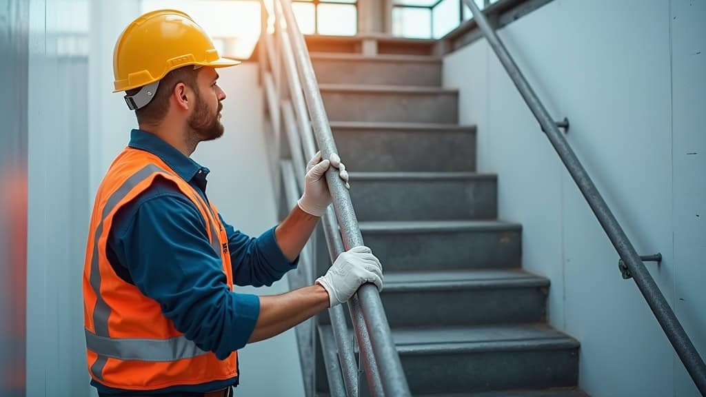 Technicien en train de vérifier un monte-escalier lors d