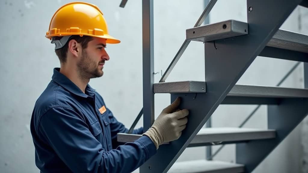 Technicien en train d’effectuer un entretien de monte-escalier à Emmerin