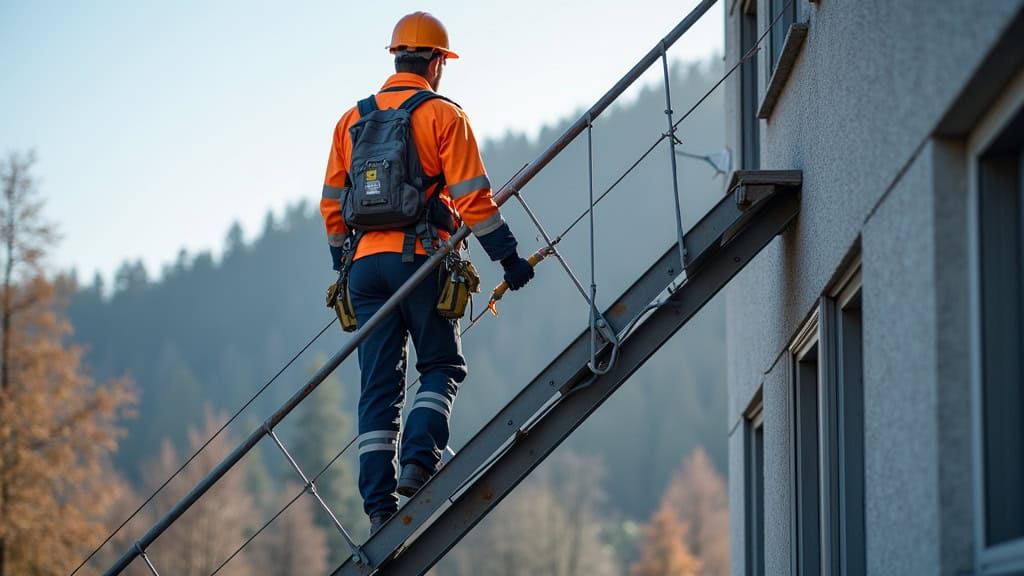 Technicien en train d’entretenir un monte-escalier à Gœrsdorf