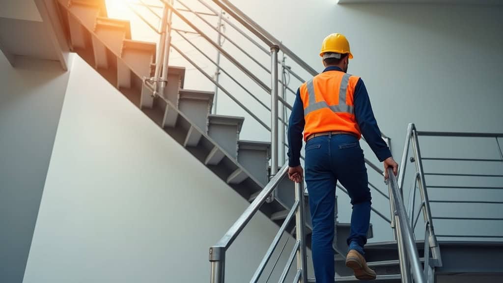 Technicien en train d’entretenir un monte-escalier à Magny-en-Vexin