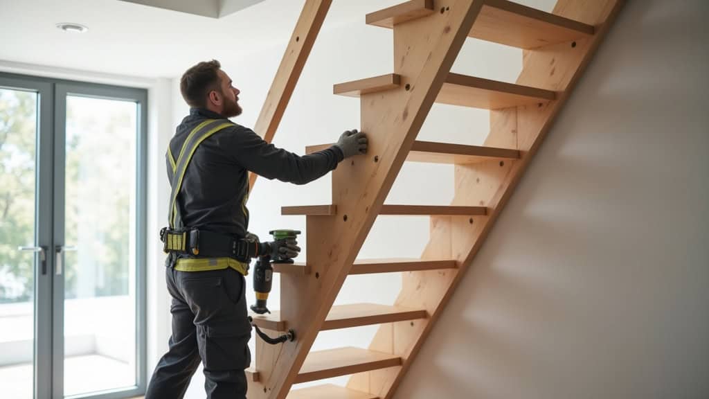 Technicien en train d’entretenir un monte-escalier dans une maison à Rodilhan