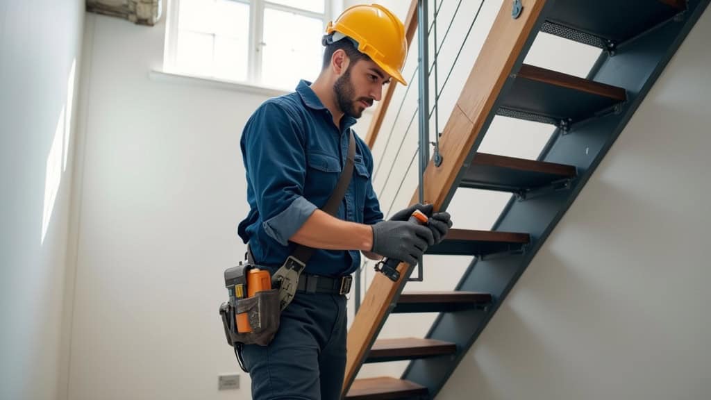 Technicien en train d’installer un monte escalier à Allériot