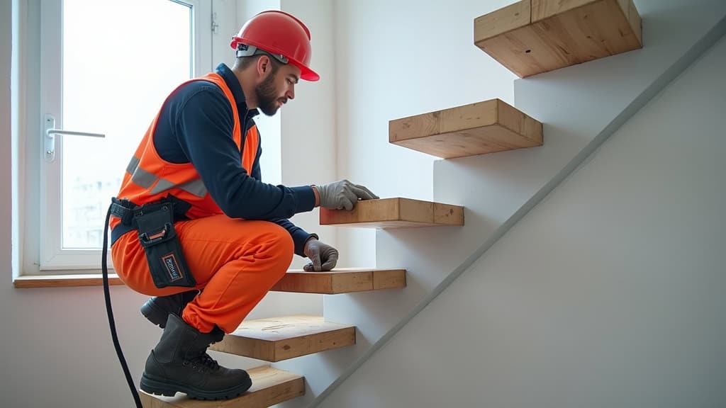 Technicien en train d’installer un monte-escalier à Cournonsec