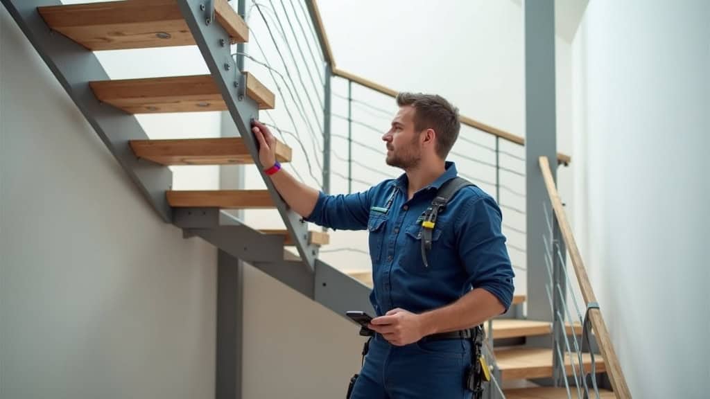 Technicien en train d’installer un monte-escalier à Échirolles