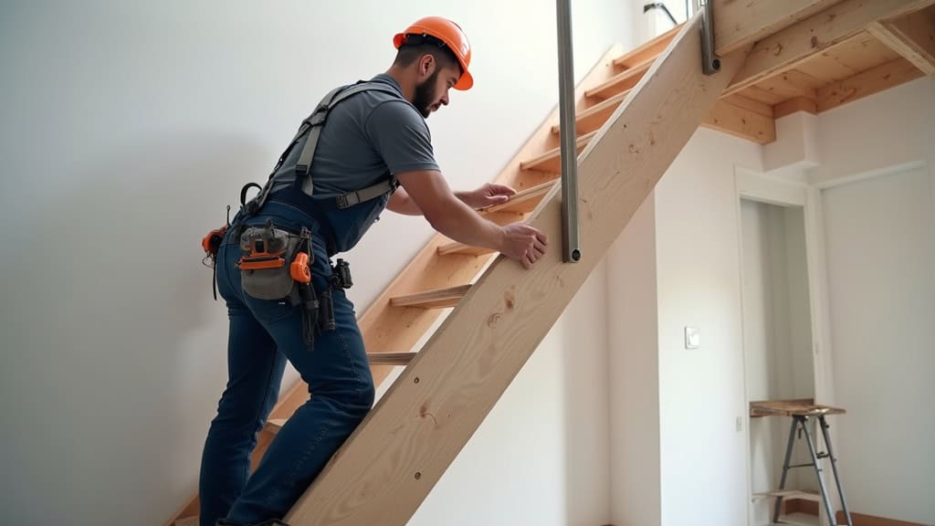 Technicien en train d’installer un monte-escalier à Salon-de-Provence