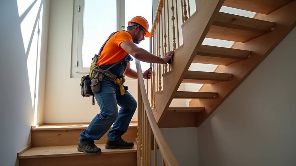 Technicien en train d’installer un monte escalier à San-Martino-di-Lota