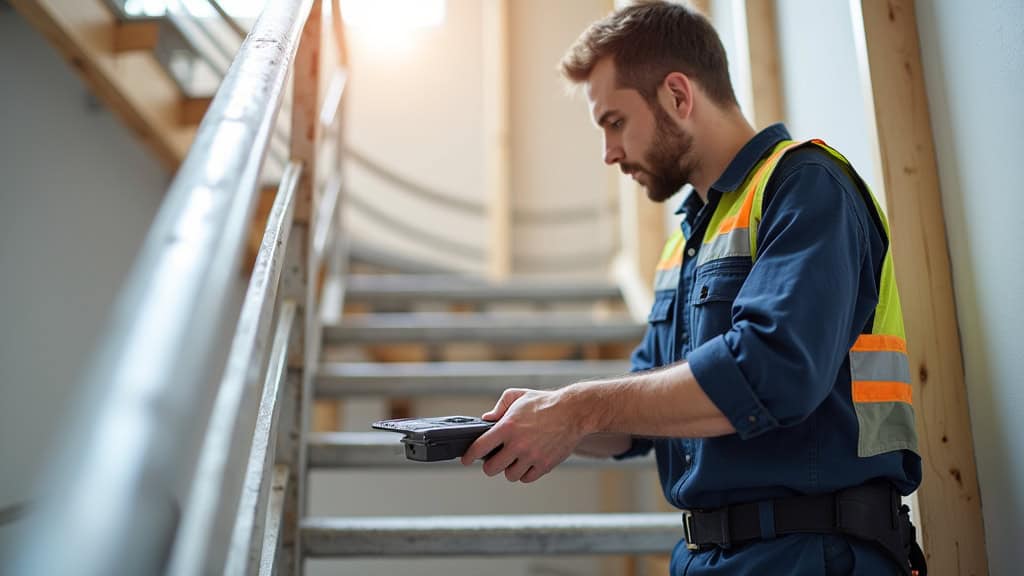 Technicien en train d’installer un monte-escalier à Schwindratzheim