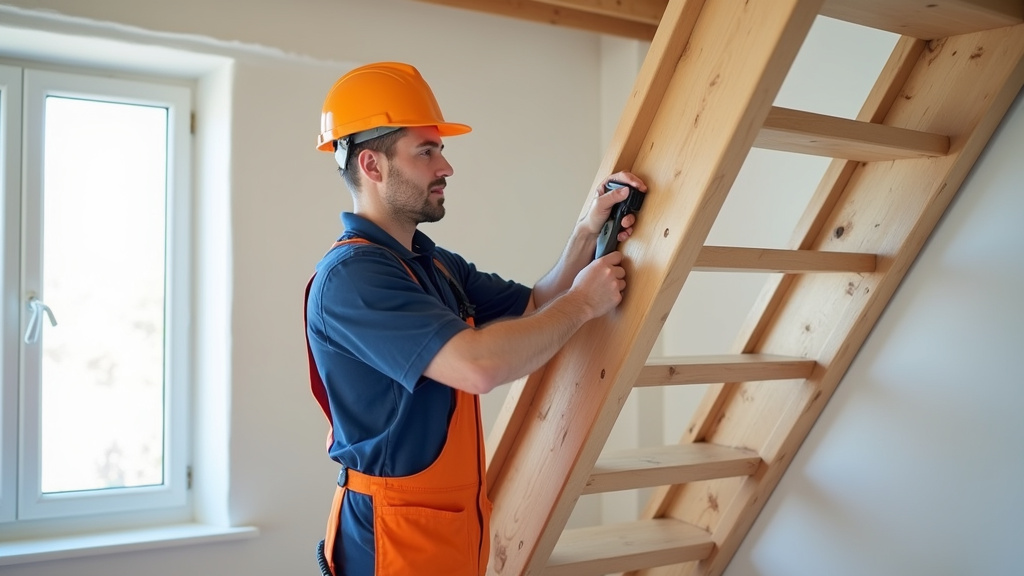 Technicien en train d’installer un monte-escalier dans une maison à Avensan